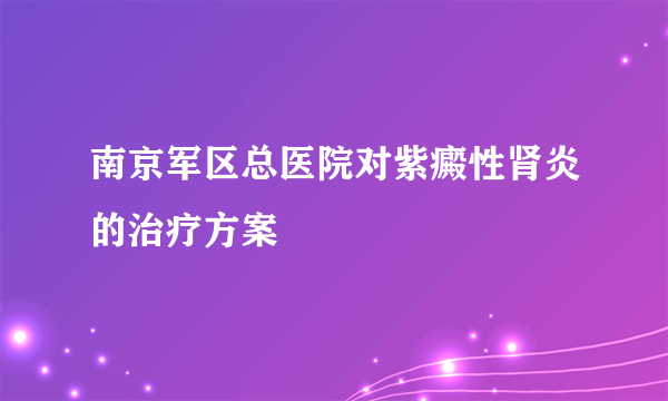 南京军区总医院对紫癜性肾炎的治疗方案