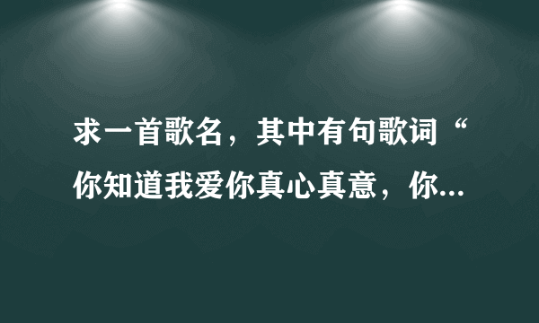 求一首歌名，其中有句歌词“你知道我爱你真心真意，你知道我永远都不放弃...”