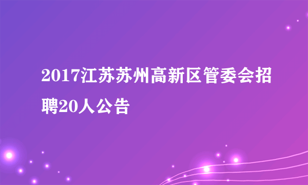 2017江苏苏州高新区管委会招聘20人公告