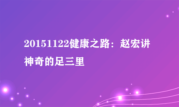 20151122健康之路：赵宏讲神奇的足三里