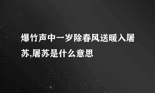 爆竹声中一岁除春风送暖入屠苏,屠苏是什么意思