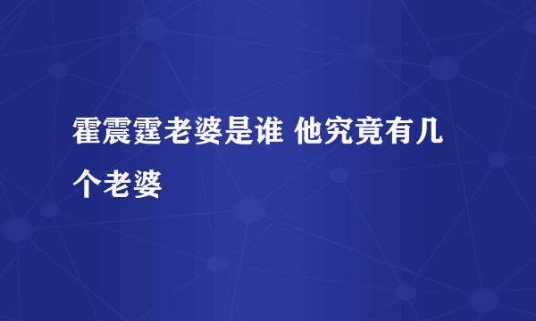 霍震霆老婆是谁 他究竟有几个老婆