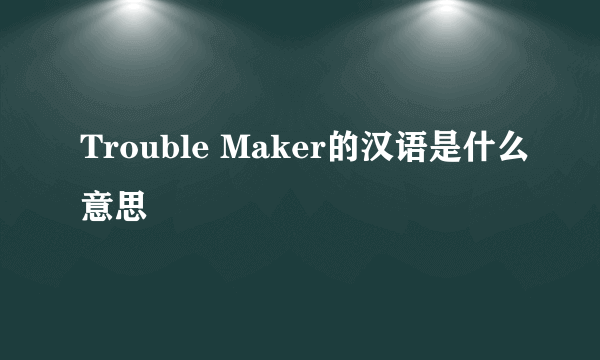 Trouble Maker的汉语是什么意思