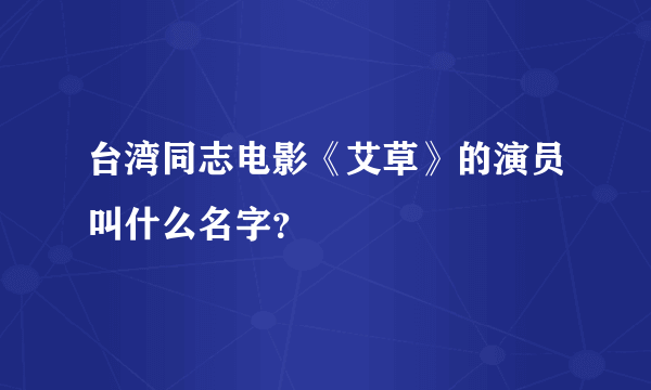 台湾同志电影《艾草》的演员叫什么名字？