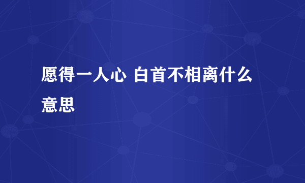 愿得一人心 白首不相离什么意思