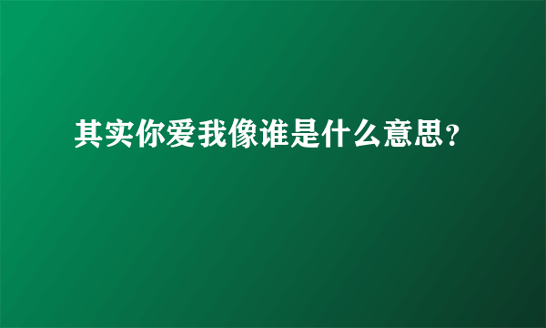 其实你爱我像谁是什么意思？