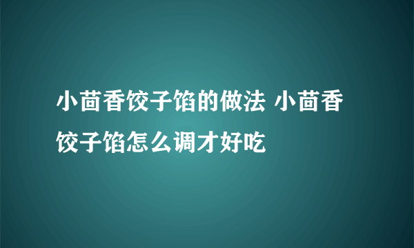 小茴香饺子馅的做法 小茴香饺子馅怎么调才好吃