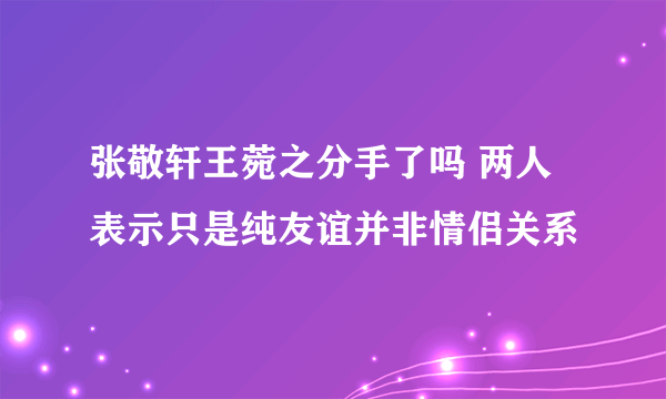 张敬轩王菀之分手了吗 两人表示只是纯友谊并非情侣关系