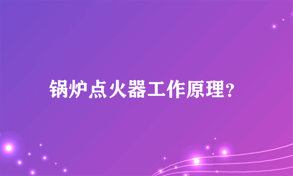 锅炉点火器工作原理？