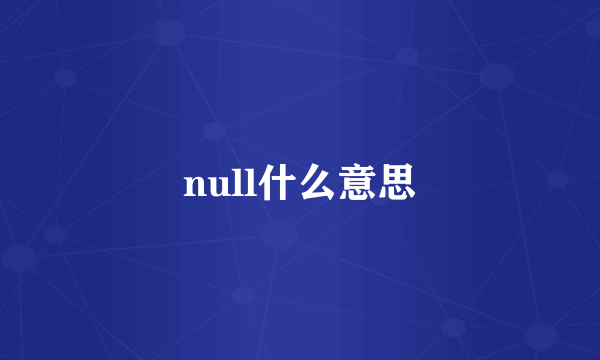 null什么意思