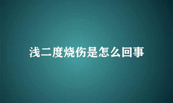 浅二度烧伤是怎么回事