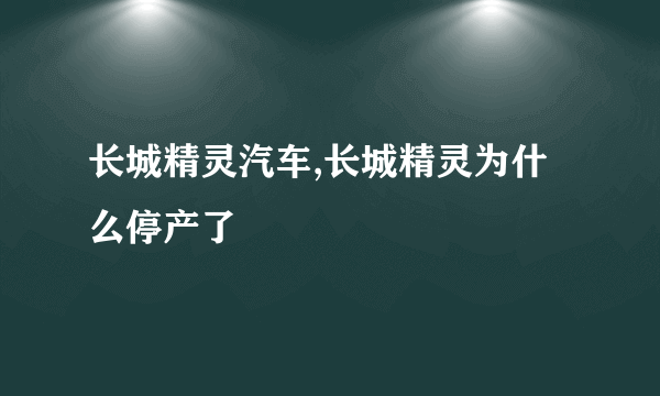 长城精灵汽车,长城精灵为什么停产了