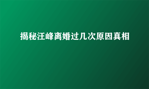 揭秘汪峰离婚过几次原因真相