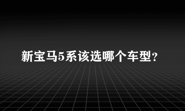 新宝马5系该选哪个车型？