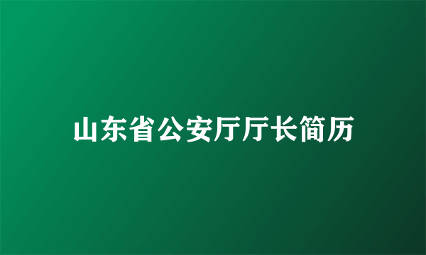 山东省公安厅厅长简历