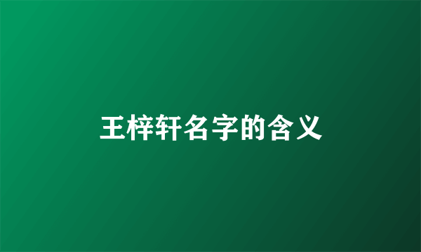 王梓轩名字的含义