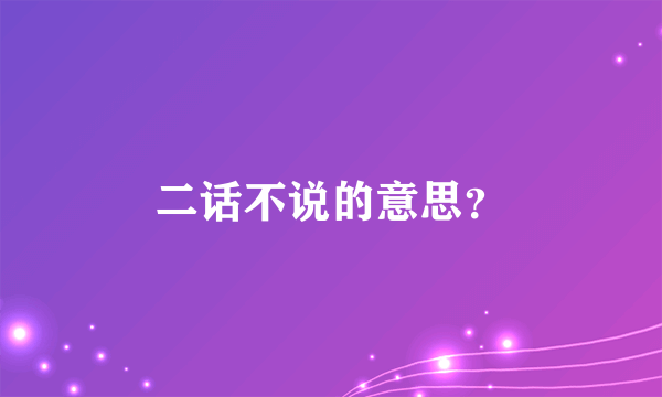 二话不说的意思？