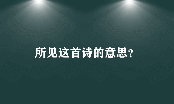 所见这首诗的意思？