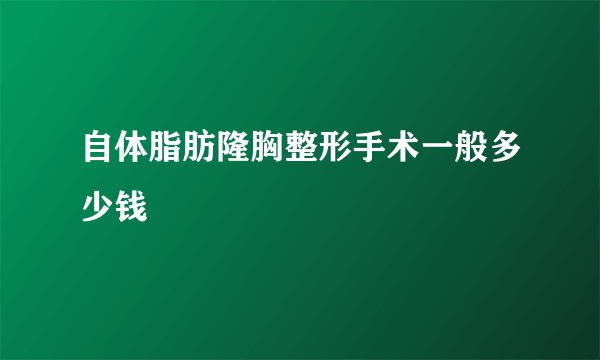 自体脂肪隆胸整形手术一般多少钱