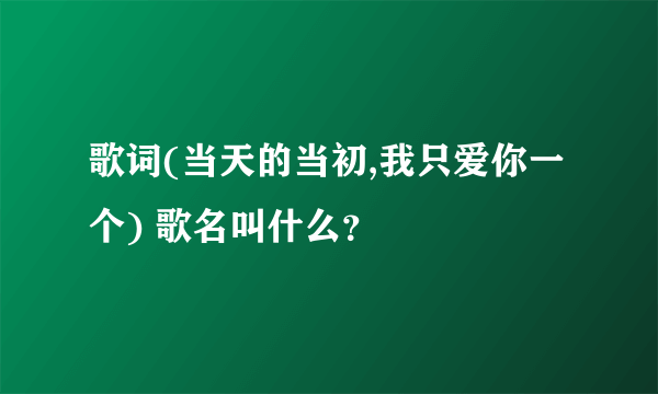 歌词(当天的当初,我只爱你一个) 歌名叫什么？