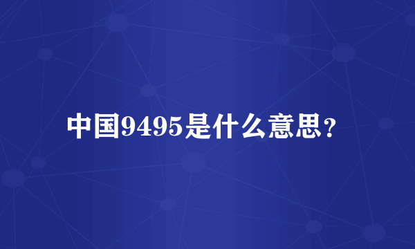 中国9495是什么意思？