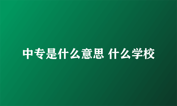 中专是什么意思 什么学校