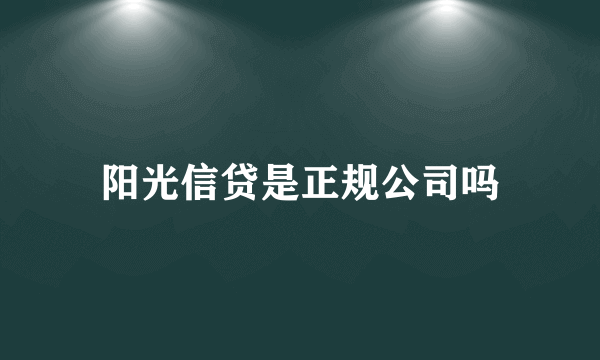 阳光信贷是正规公司吗