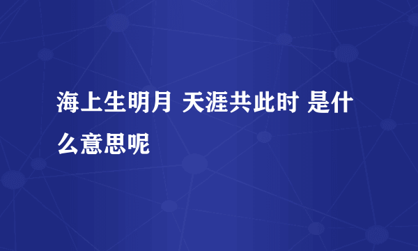 海上生明月 天涯共此时 是什么意思呢