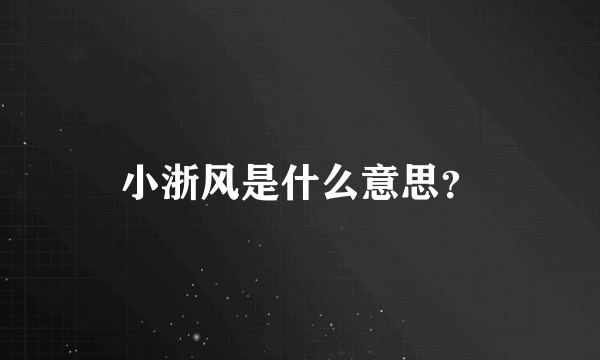 小浙风是什么意思？