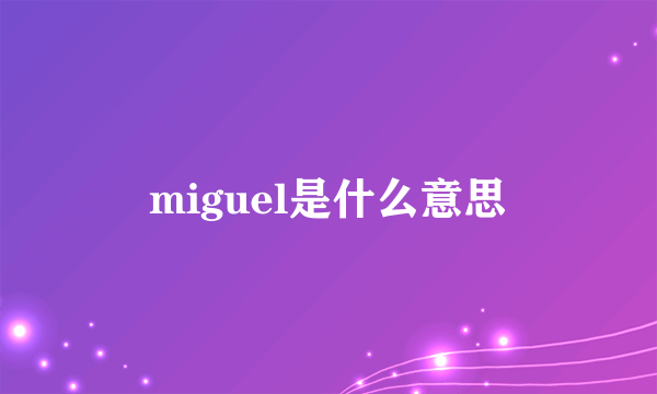 miguel是什么意思