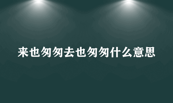 来也匆匆去也匆匆什么意思