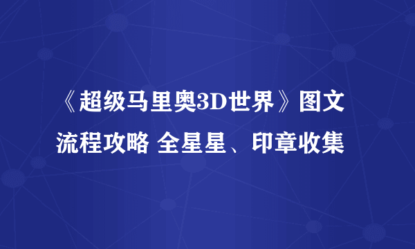 《超级马里奥3D世界》图文流程攻略 全星星、印章收集