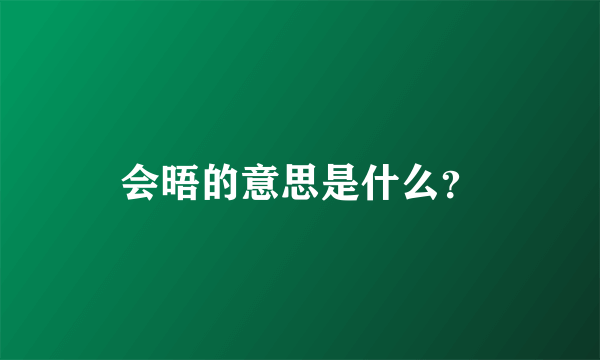 会晤的意思是什么？