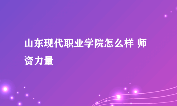 山东现代职业学院怎么样 师资力量