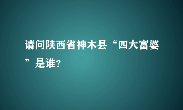 请问陕西省神木县“四大富婆”是谁？