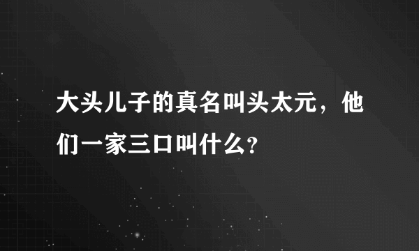 大头儿子的真名叫头太元，他们一家三口叫什么？