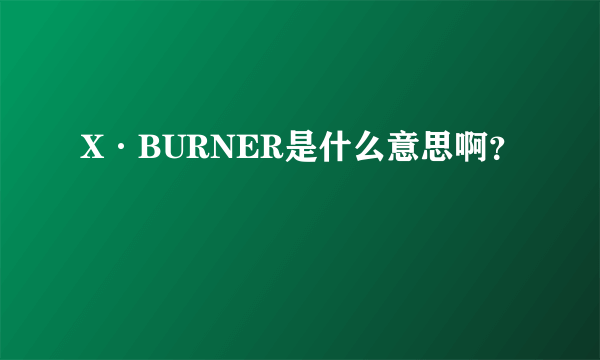 X·BURNER是什么意思啊？