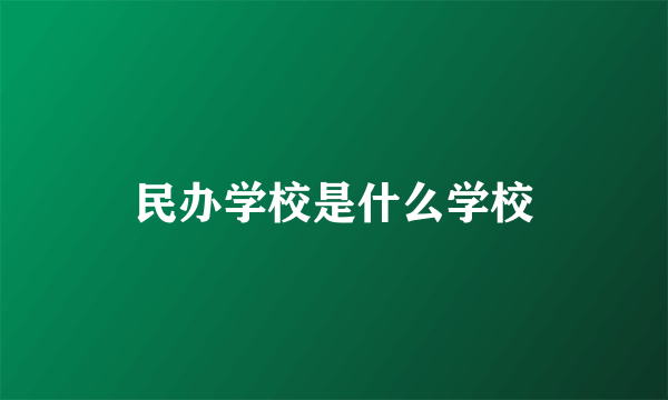 民办学校是什么学校