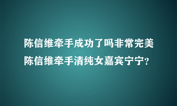 陈信维牵手成功了吗非常完美陈信维牵手清纯女嘉宾宁宁？