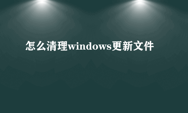 怎么清理windows更新文件