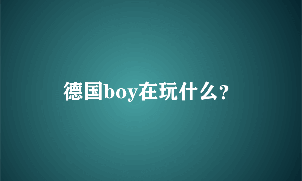 德国boy在玩什么？