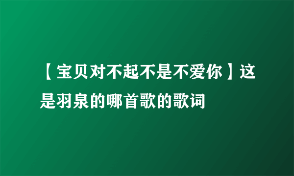 【宝贝对不起不是不爱你】这是羽泉的哪首歌的歌词