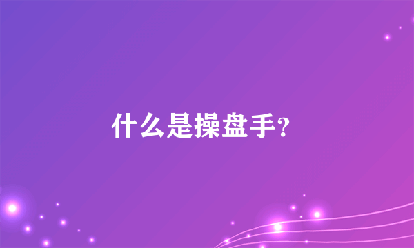 什么是操盘手？