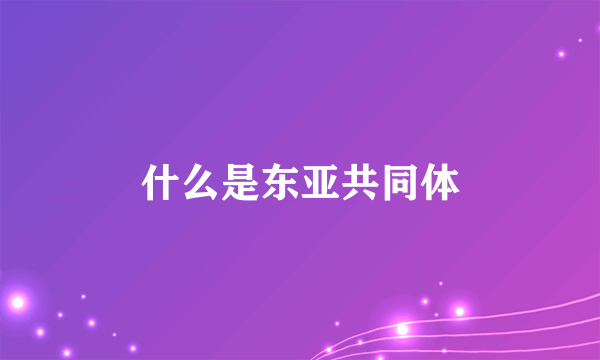 什么是东亚共同体