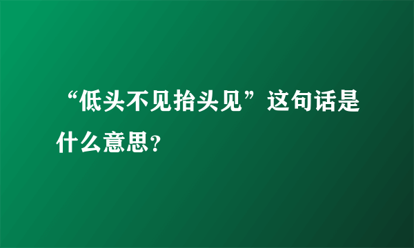 “低头不见抬头见”这句话是什么意思？