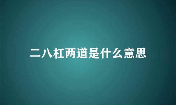 二八杠两道是什么意思