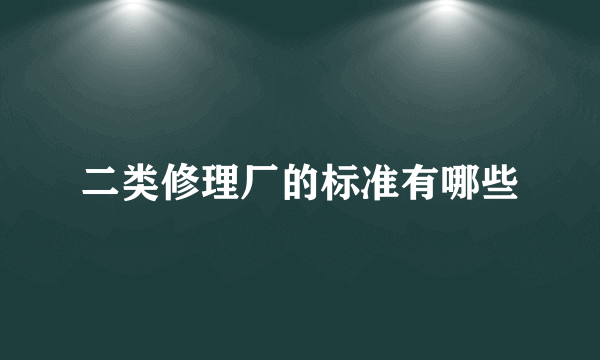 二类修理厂的标准有哪些