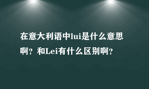 在意大利语中lui是什么意思啊？和Lei有什么区别啊？