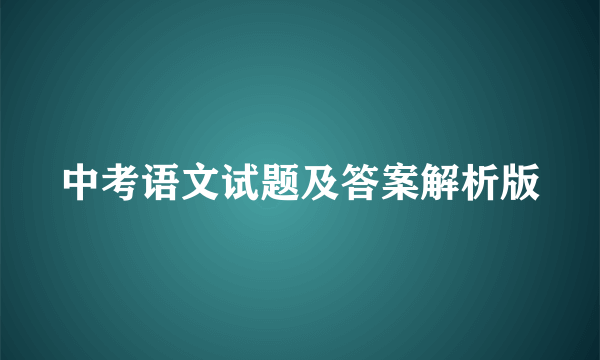 中考语文试题及答案解析版