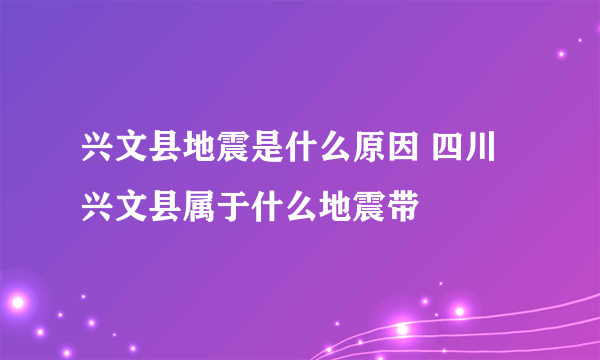 兴文县地震是什么原因 四川兴文县属于什么地震带